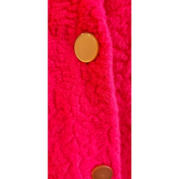 Vintage Gaymode Penneys 1950's Cozy Fleece Button Up ROBE Women Sm Med Hot Pink - Picture 3 of 13